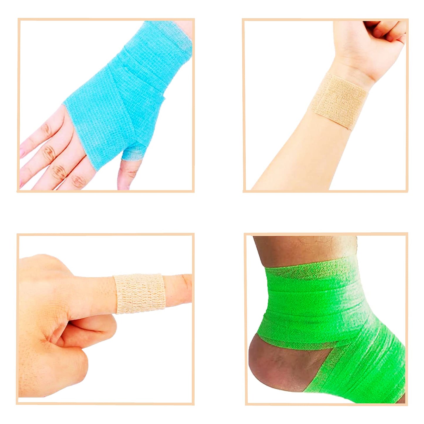 6 Rolls Self Adhesive Bandage Wrap Tape Self Adherent Vet Wrap Tattoo Grip Tape Elastic Cohesive Bandage for Athletic Sports, Finger Wrist Swelling Sprains