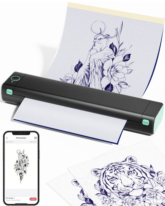 Phomemo M08F Wireless Tattoo Transfer Stencil Printer, Thermal Copier Machine with 10pcs Free Transfer Paper, Tattoo Printer Kit for Tattoo Artists & Beginners, Compatible with Smartphone & Pc