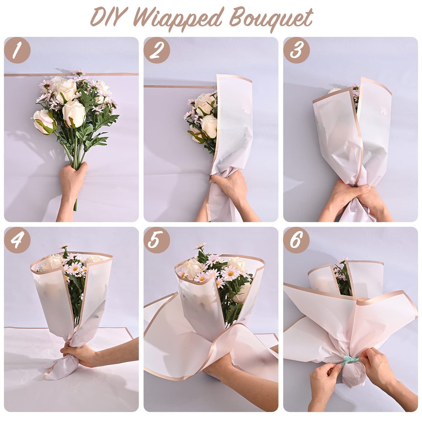 40 Sheet 10 Colors Gold Edge Flower Wrapping Paper, Florist Bouquets, Waterproof Floral Wrapping,22.8*22.8 Inches